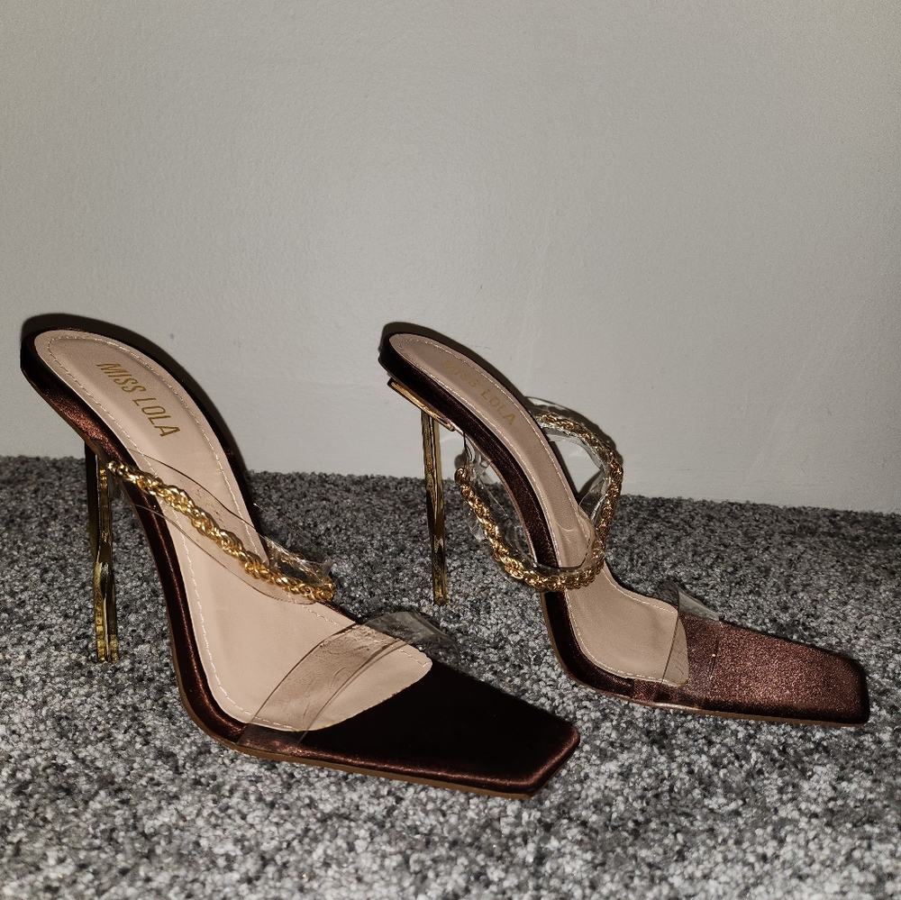 Brown with Gold Accent Heels